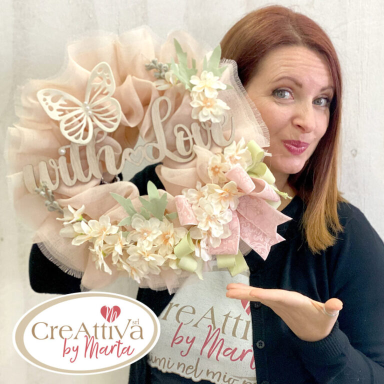 Kit Ghirlanda Americana Frufru Con Garza Leggera E With Love In Legno- Crkit26100