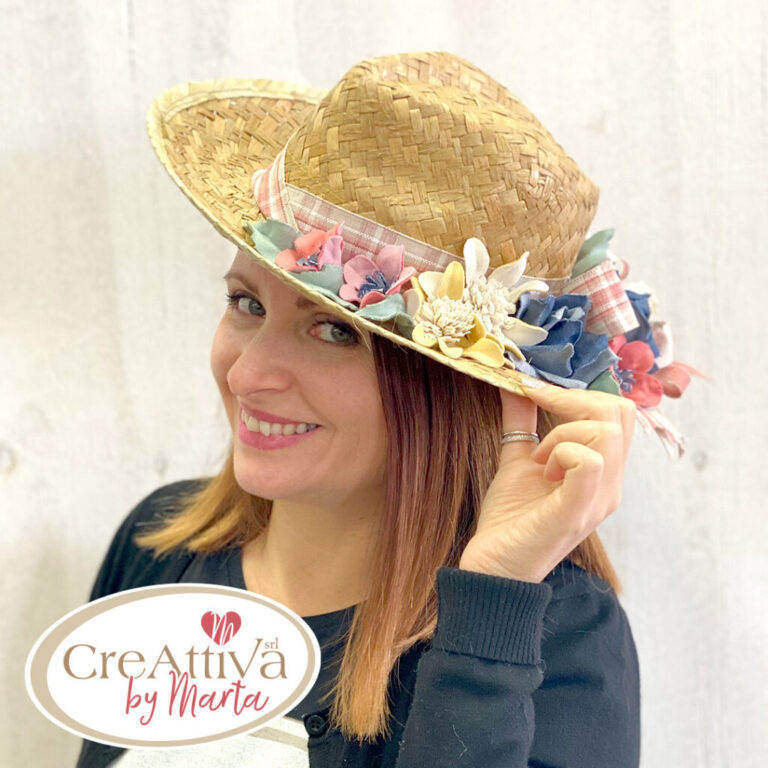 Kit Cappello Con Fiori In Jersey Double Face E Jeans – Crkit28700