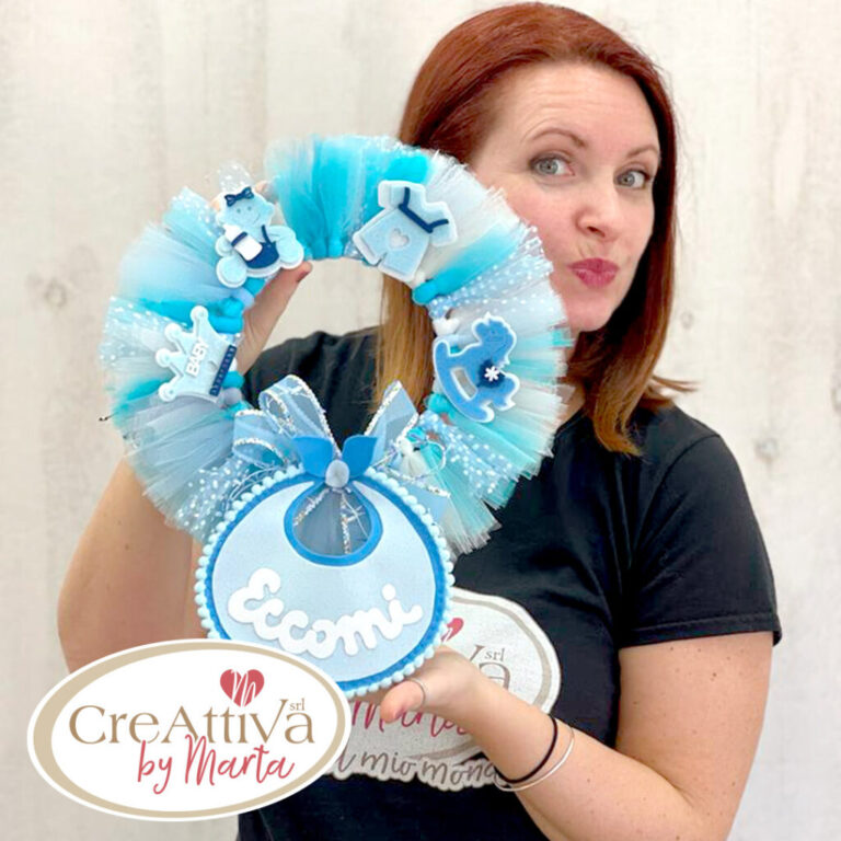 Kit Ghirlanda In Tulle Con Bavaglino In Pannolenci Morbidoso – Crkit29200