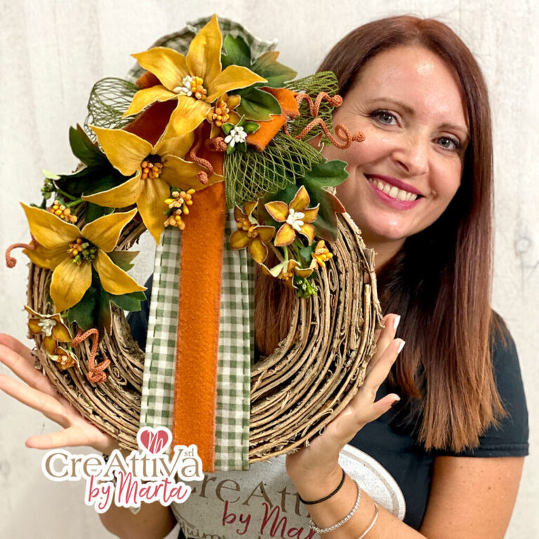 Kit Ghirlanda Corteccia Con Pannolenci Morbidoso Stampato Deco I Fiori Di Zucca – Crkit417