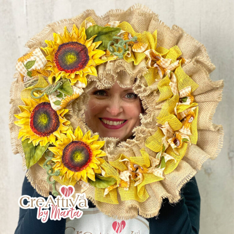 Kit Ghirlanda Americana In Juta Con Girasoli In Pannolenci Stampato Deco – Crkit470