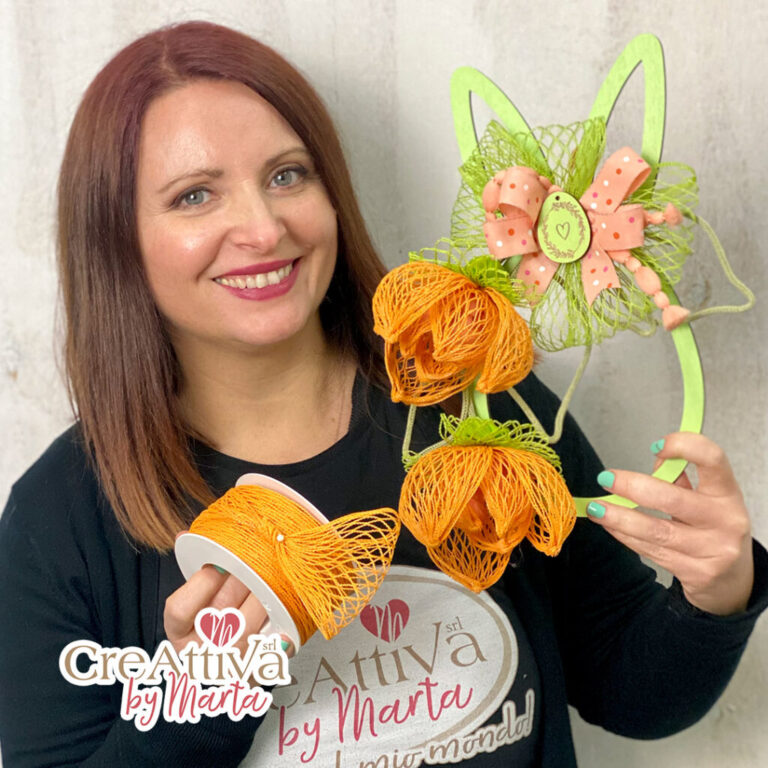 Kit Coniglio In Legno Con Fiori In Nastro Rete – Crkit472