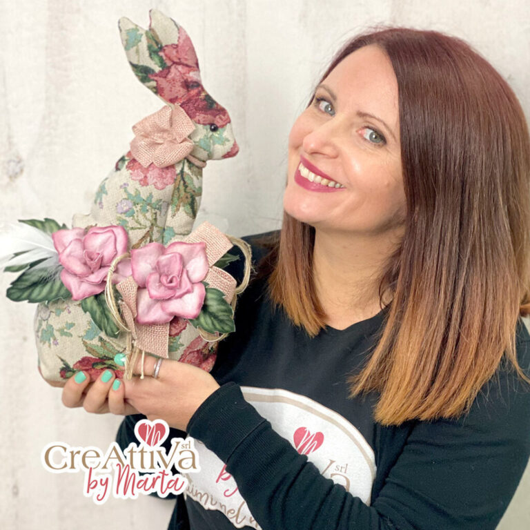 Kit Coniglio Ferma Porta In Tessuto Gobelin E Rose In Pannolenci Stampato Deco – Crkit473