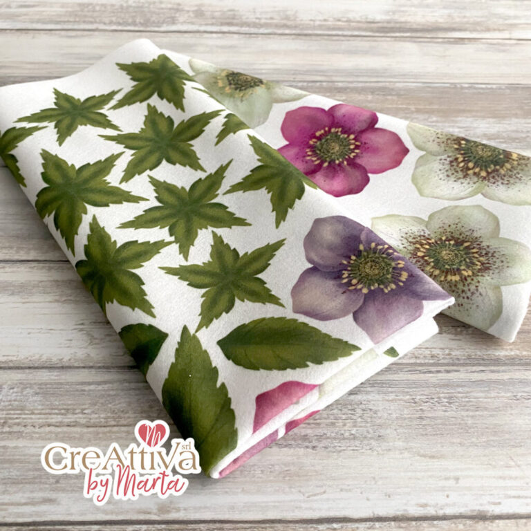 Pannolenci Morbidoso Stampato Deco Elleboro Rosa D’Iverno 50X45Cm – Crpms096