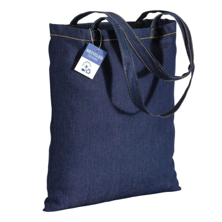 Shopper In Cotone Denim Riciclato 180Gr Con Manici Lunghi  –  Crbor024
