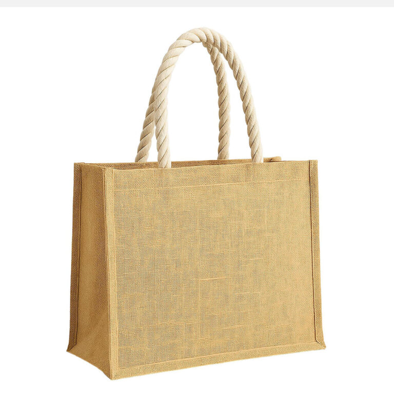 Borsa In Juta Con Manici In Corda E Soffietto