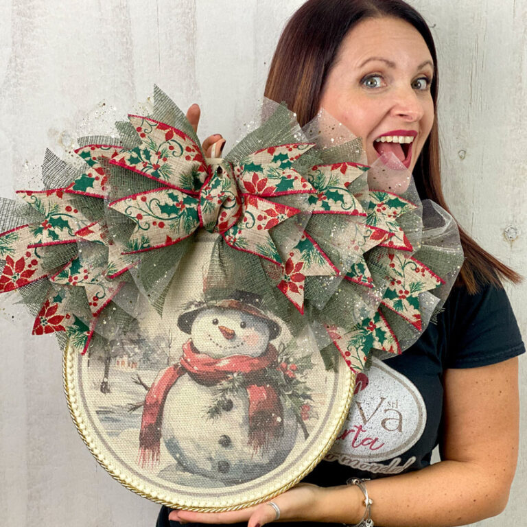 Coccarda Grande Crafty Twist Con Juta Deco Stampata Pupazzo Di Neve – Crkit550