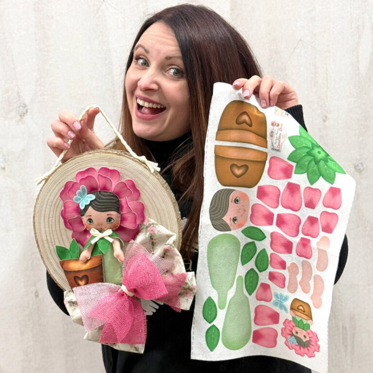 Kit Fatina Dei Fiori Rosa In Pannolenci Morbidoso Stampato Deco Su Base Legno – Crkit585