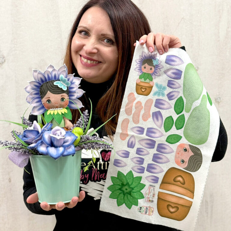 Kit Fatina Dei Fiori Lilla Con Rose Blu In Pannolenci Morbidoso Stampato Deco – Crkit586