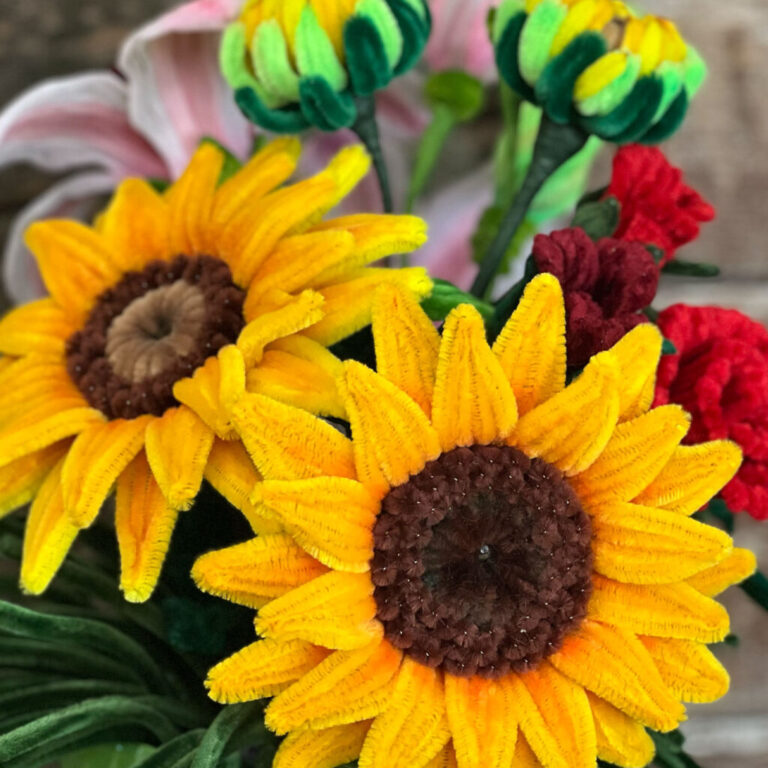 Kit 2 Girasoli E Bocciolo Con Scovolosi Gli Scovolini Cinigliati