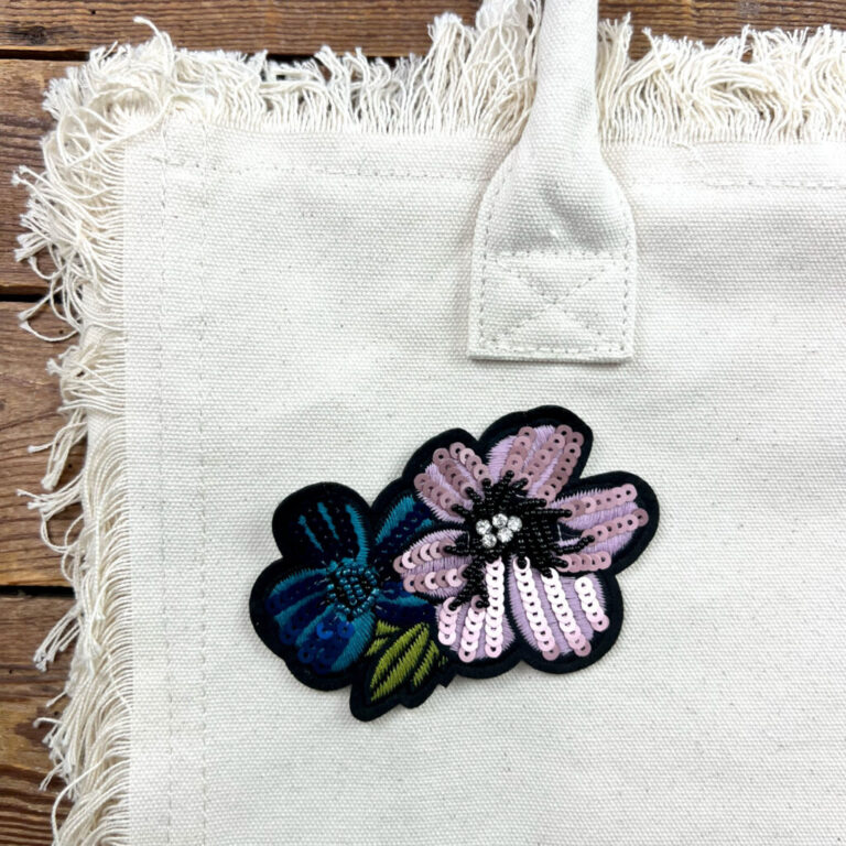 PATCH FIORI  PAIETTES TERMOADESIVI 11,5 x H7,5 CM