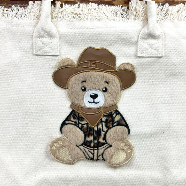 Patch Orsetto Cowboy Da Cucire 15,5 X H22 Cm