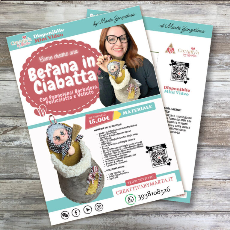 CARTAMODELLO PDF BEFANA IN CIABATTA con Pannolenci, Pellicciotto e Velluto
