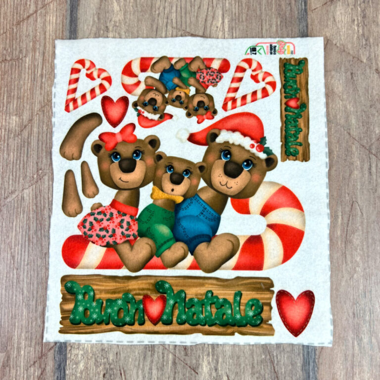 Pannolenci Morbidoso Deco Orsetti Family Su Candycane 22,5X25Cm