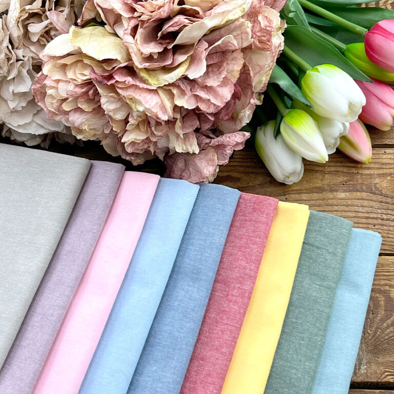 100% Cotone Tinto In Trama Vintage Melange H144Cm