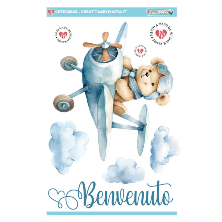 Termostick Orsetto Aviatore Con Aeroplano Azzurro