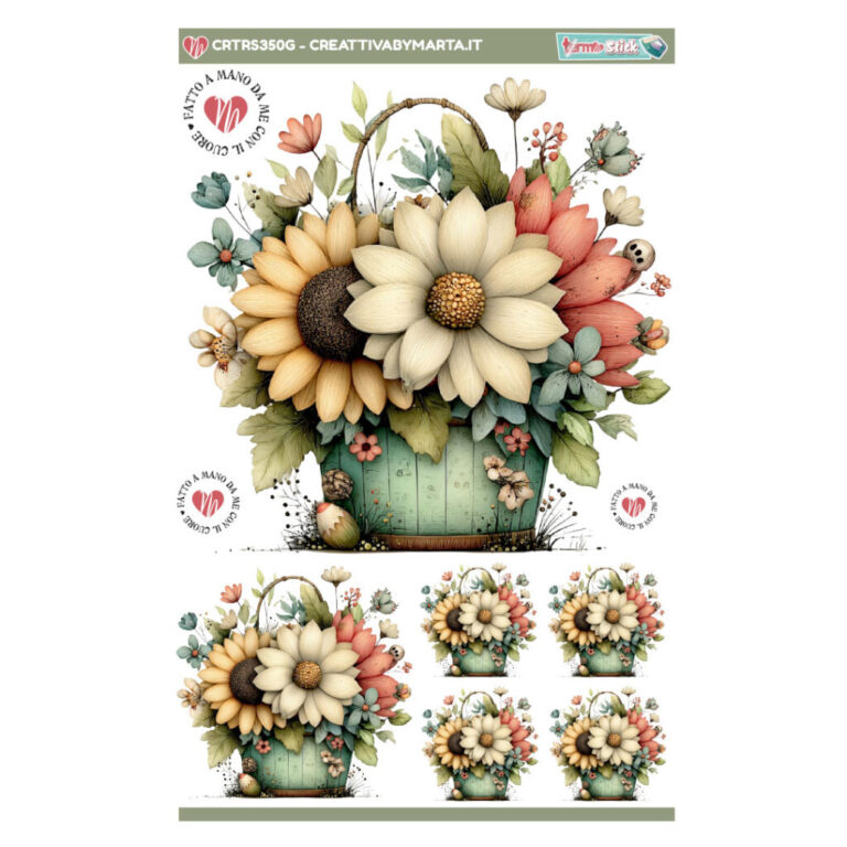 Termostick Cestino Di Fiori Con Girasoli Diverse Misure