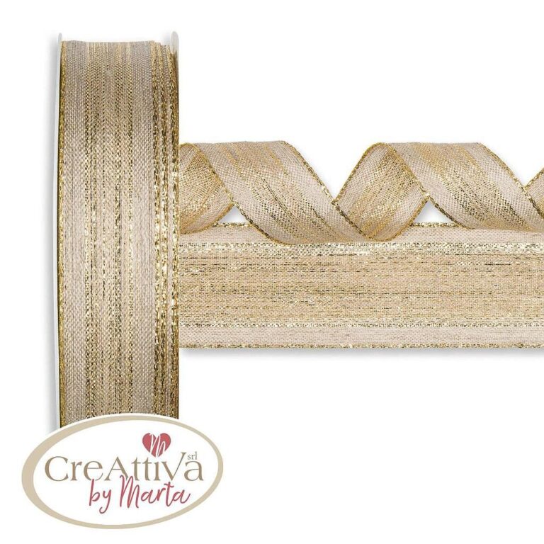 Nastro Natural Righe E Bordo Lurex H.2,5Cm – 97Nas09100