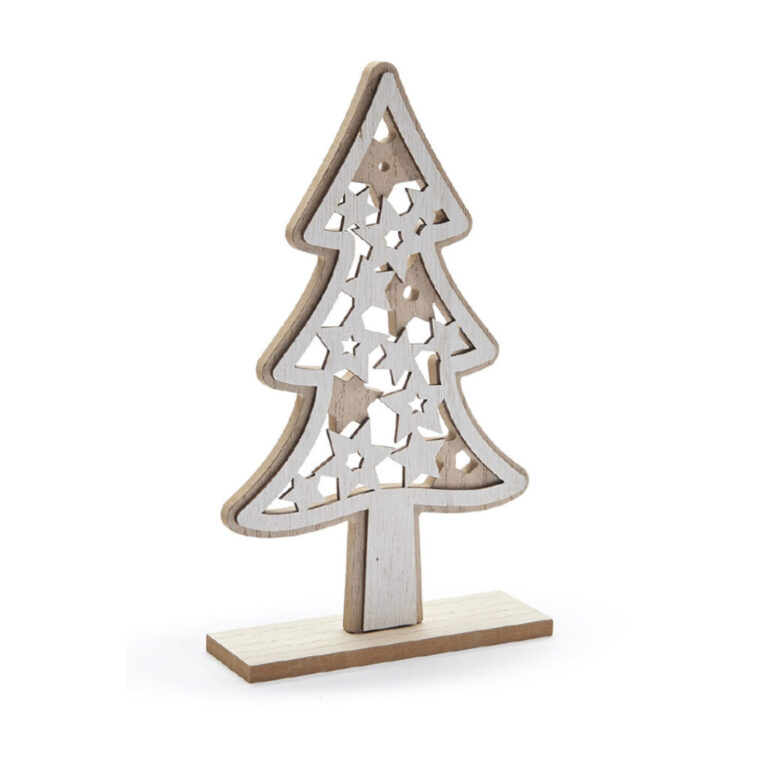 Albero In Legno Intagliato Con Base Da Appoggio H.27Cm – Sddec024