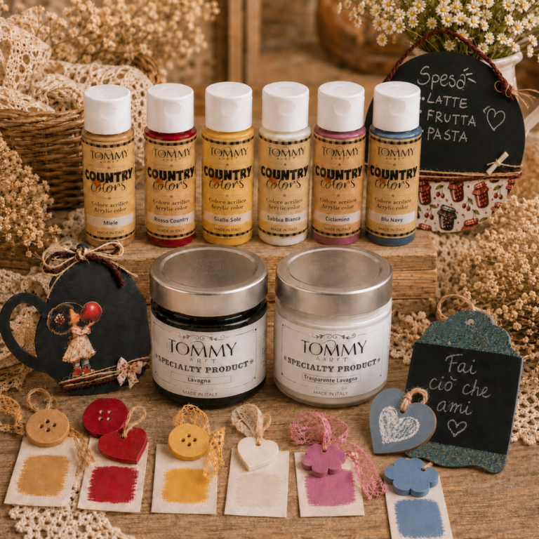 Set Lavagna + 6 Country Color Da 65 Ml Tommy Art